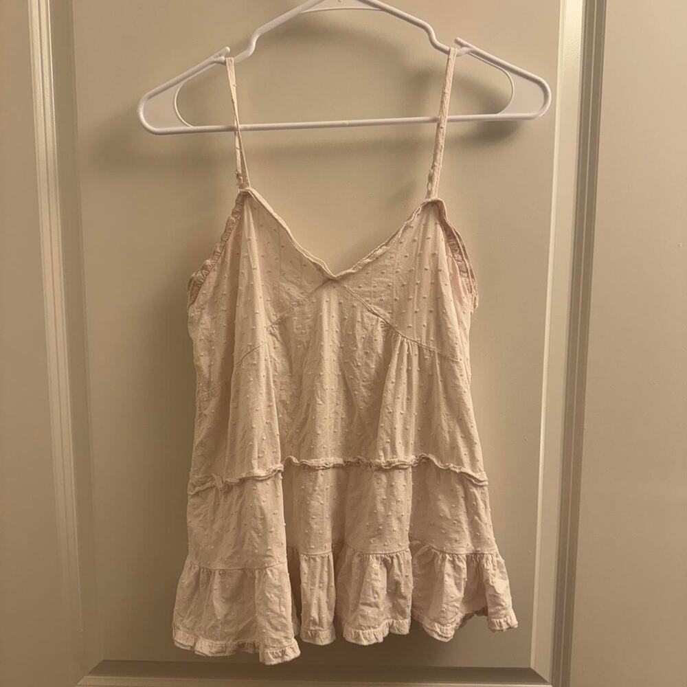 White cotton babydoll tank with ruffles